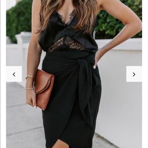Black knee length wrap skirt